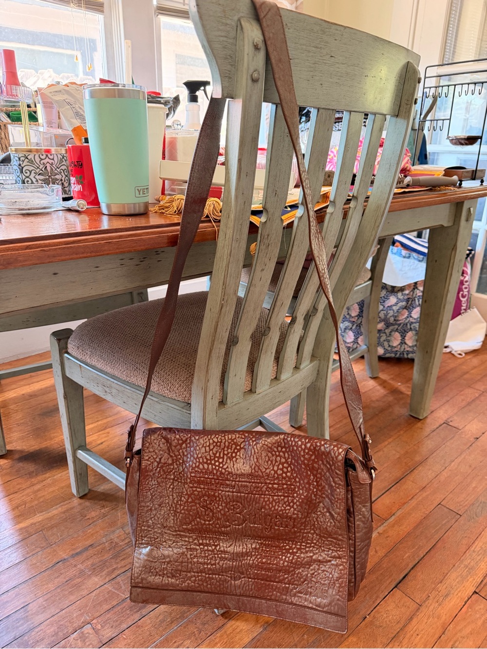 Bulgari Brown Croc-Embossed Leather Crossbody Bag